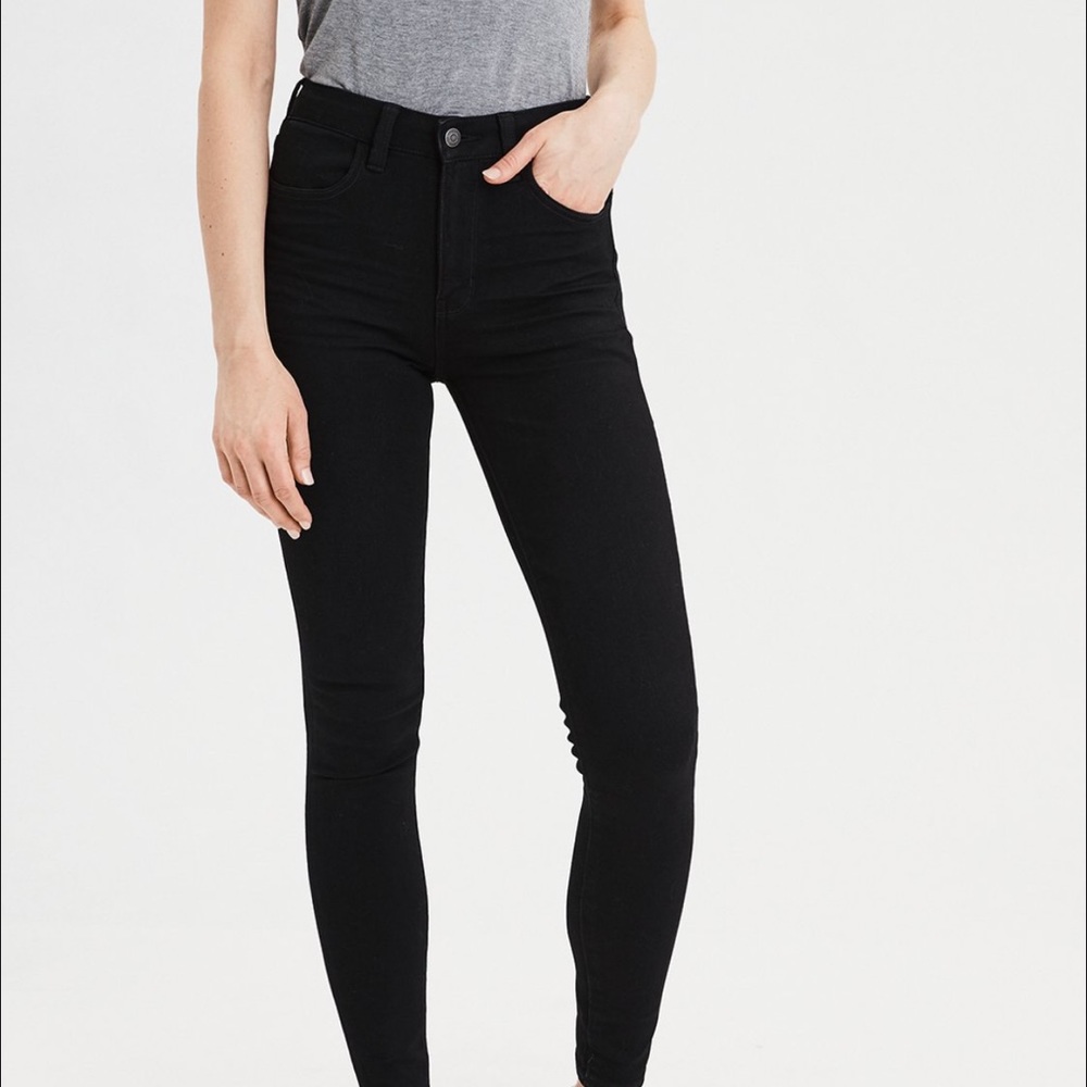 American Eagle Super High-Waisted Raw Hem Jean